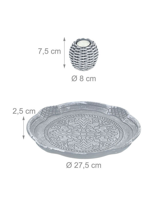 Relaxdays Set Suporturi Lumanări Pentru Suporturi De Lumânări Gri 8x27.5cm 4 Bucăți