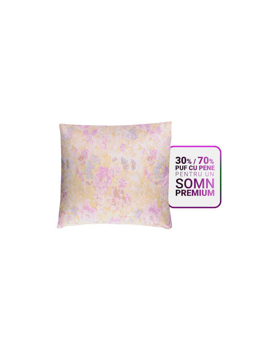 Happynest Small Pillow Pink Floral Pattern 40/40 Cm 30% Goose Down
