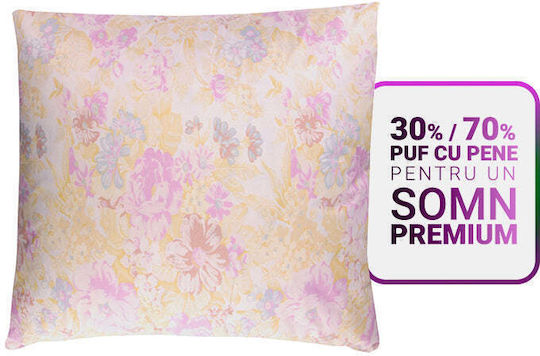 Happynest Perna Mică Roz Cu Model Floral 40x40 Cm 30% Pene De Gâscă