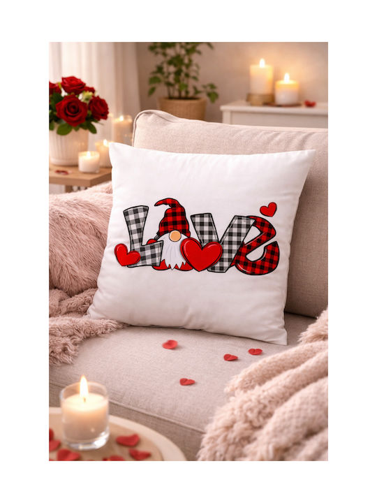Valentine's Love Small Checkered Throw Pillow 45 x 45 cm Filling