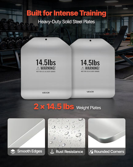 Vevor Vest Plates Curved Base Pairs 6.6 Kg Plates Tactical Weighted High Quality Steel Construction Vest Ergonomic Design Strength Endurance Training Running Jogging Fitness Intense Workouts