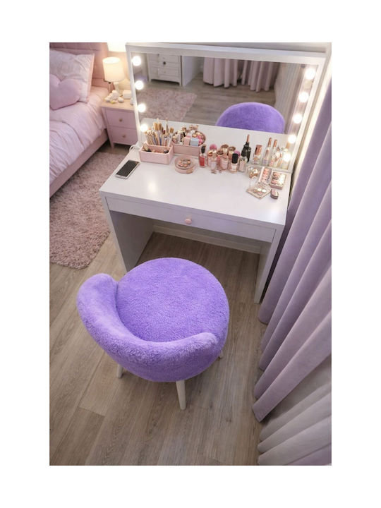 Living Room Fabric Upholstered Purple Stool 45x45x45cm