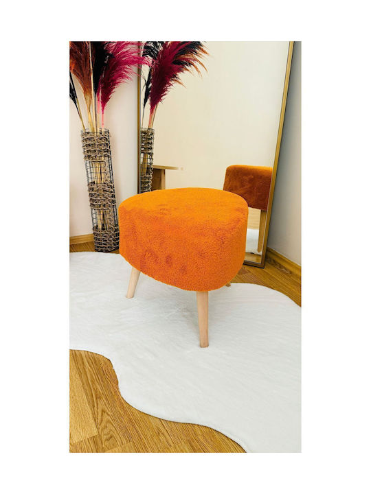 Living Room Fabric Upholstered Orange Stool 46x46x46cm