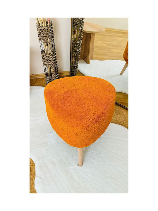 Living Room Fabric Upholstered Orange Stool 46x46x46cm