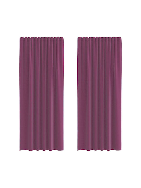 vidaXL Set Curtains Window with Tab Tops Purple 140x225cm