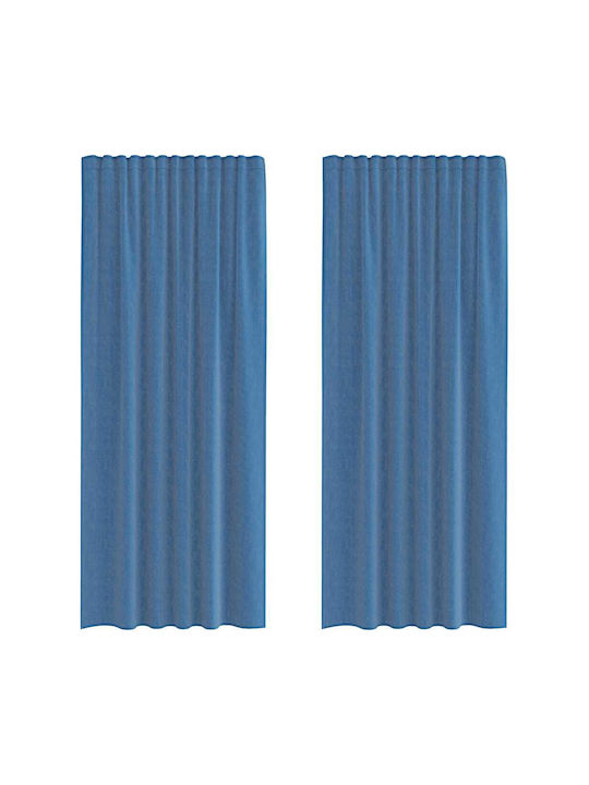 vidaXL Set Window Curtains with Tab Tops Royal Blue 140x225cm