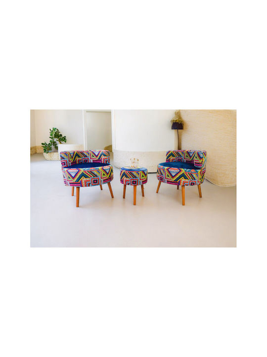Wohnzimmermöbel-Set 2 Sessel & Hocker