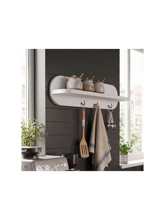 SteweHome Wooden Wall Hanger White 60x14x11cm