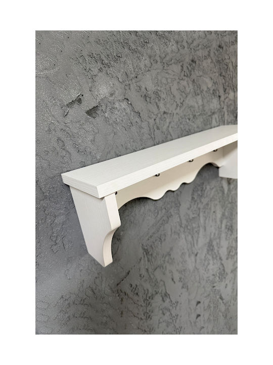 SteweHome Κρεμάστρα Τοίχου Ξύλινη Λευκή 60x14x14cm