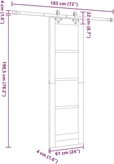 Ușă Glisantă Natural Alb 61 X 198,5 Cm 3445521 Maro