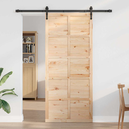 Barn Door Natural 90 x 2.5 x 208 cm Solid Pine Wood 42047146 Brown