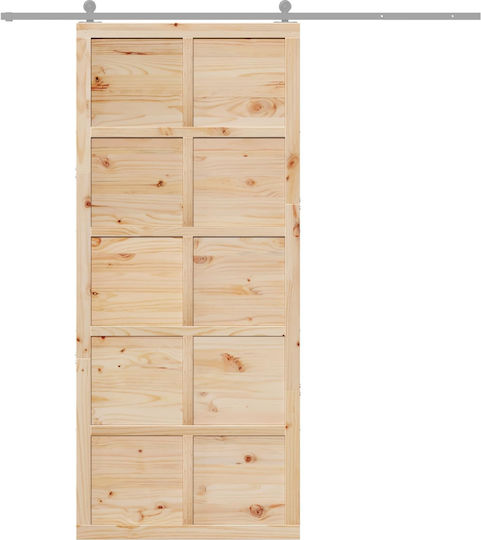 Barn Door Natural 90 x 2.5 x 208 cm Solid Pine Wood 42047146 Brown