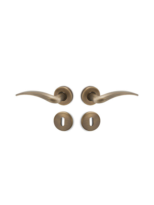 Conset Buton Ușa din mijloc cu Rosette C435 Pereche Bronz