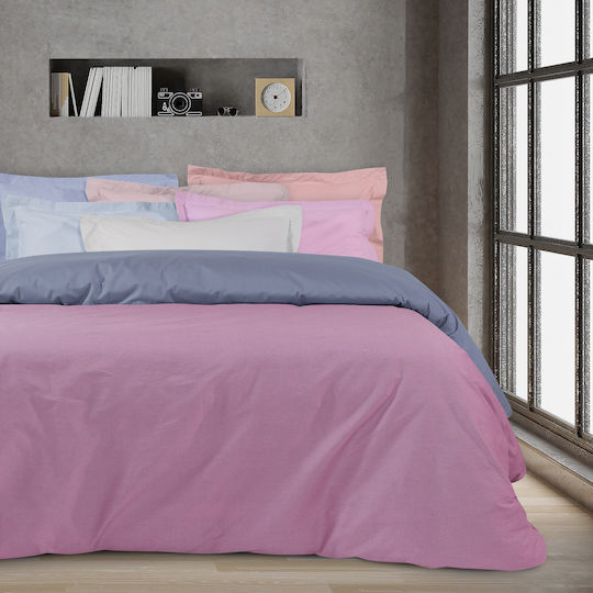 Das Home 1011 Σεντόνι Ημίδιπλο με Λάστιχο 120x200+35εκ. Ροζ