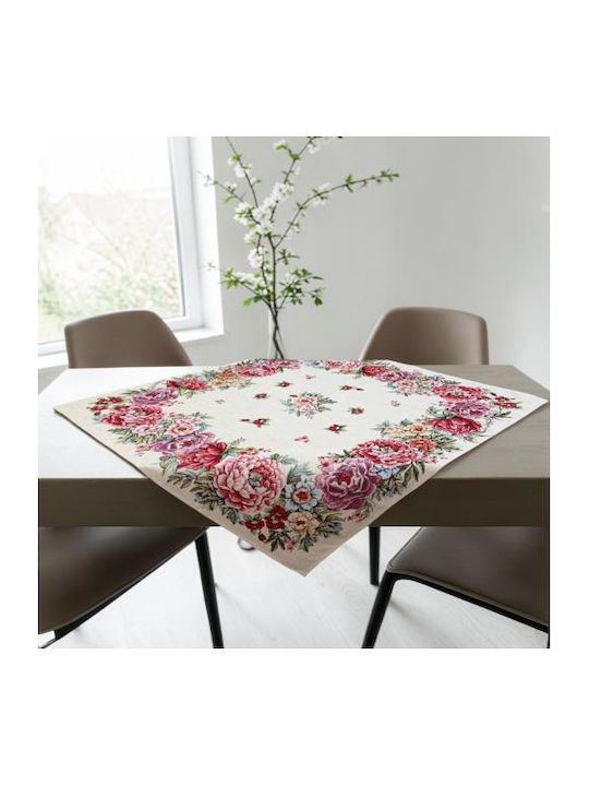 Linea Home Checkered Tablecloth Set 5 Pieces Carmen Damask 140x140cm