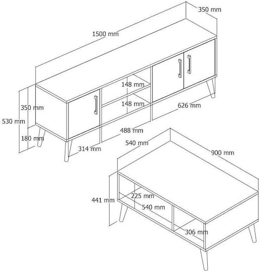SteweHome SteweHome Studentenmöbel-Set Wohnzimmer & Esszimmer 2 Stücke STE-020209-P20209