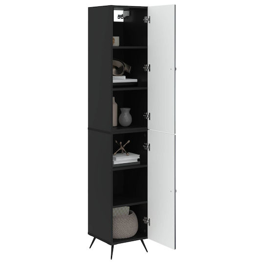 vidaXL Badezimmer-Säulenschrank Wandhängeschrank M33xB34.5xH90cm Schwarze