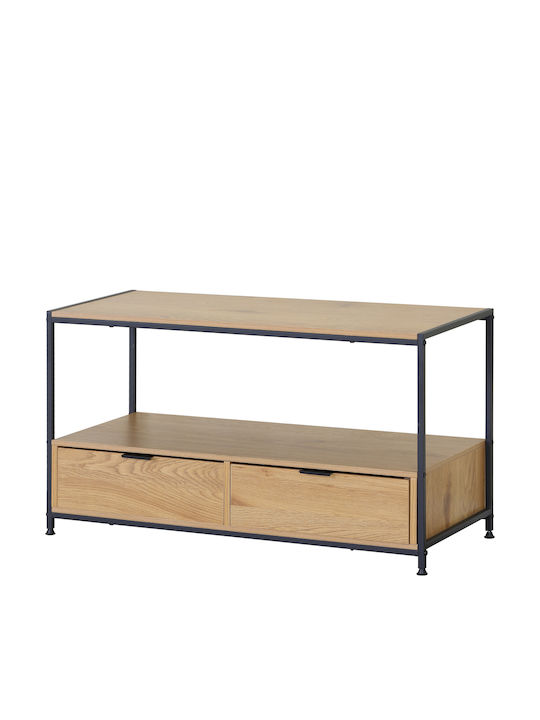 Kouros TV Stand Made of Metal and Wood Beige M100xD40xH54cm