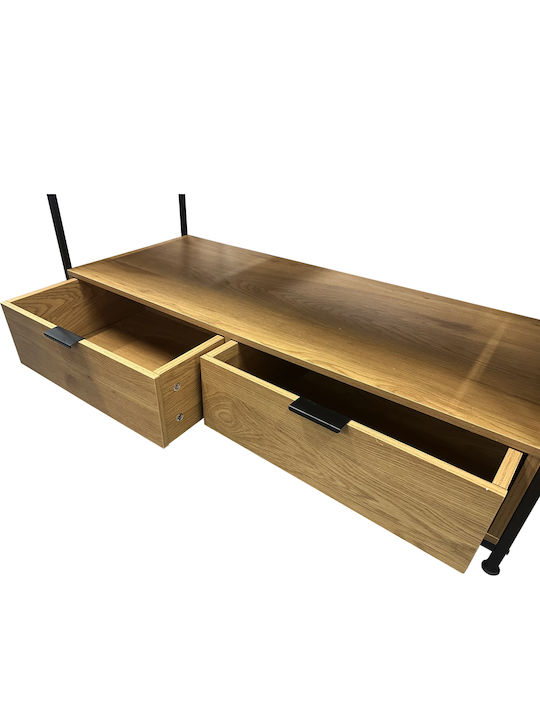 Kouros TV Stand Made of Metal and Wood Beige M100xD40xH54cm