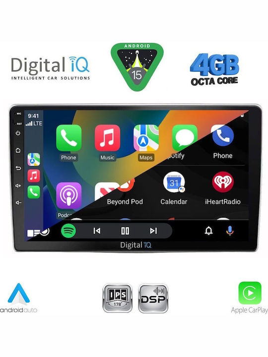 Digital IQ Car Audio System for Alfa Romeo Mito 2008-2018 (Bluetooth/USB/WiFi/GPS/Apple CarPlay/Android Auto) with 9" Touch Screen
