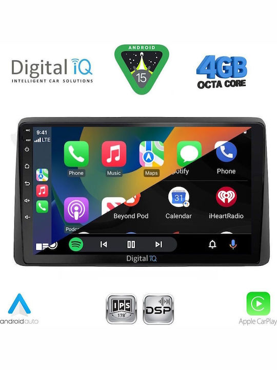 Digital IQ Car Audio System for Renault Logan Dacia Duster Logan Sandero 2006-2012 Bluetooth USB WiFi GPS Apple CarPlay Android Auto with 9" Touch Screen