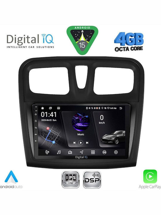 Digital IQ Car Audio System for Renault Logan Dacia Duster Logan Sandero 2006-2012 Bluetooth USB WiFi GPS Apple CarPlay Android Auto with 9" Touch Screen