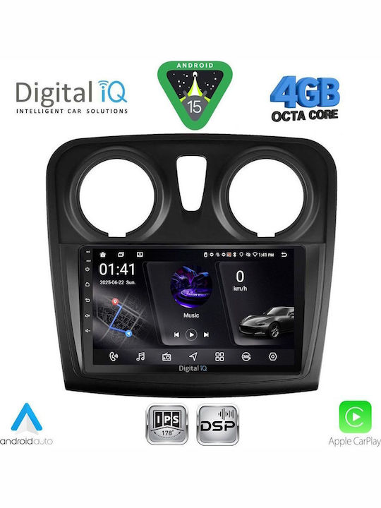 Digital IQ Car Audio System for Renault Logan Dacia Duster Logan Sandero 2006-2012 Bluetooth USB WiFi GPS Apple CarPlay Android Auto with 9" Touch Screen