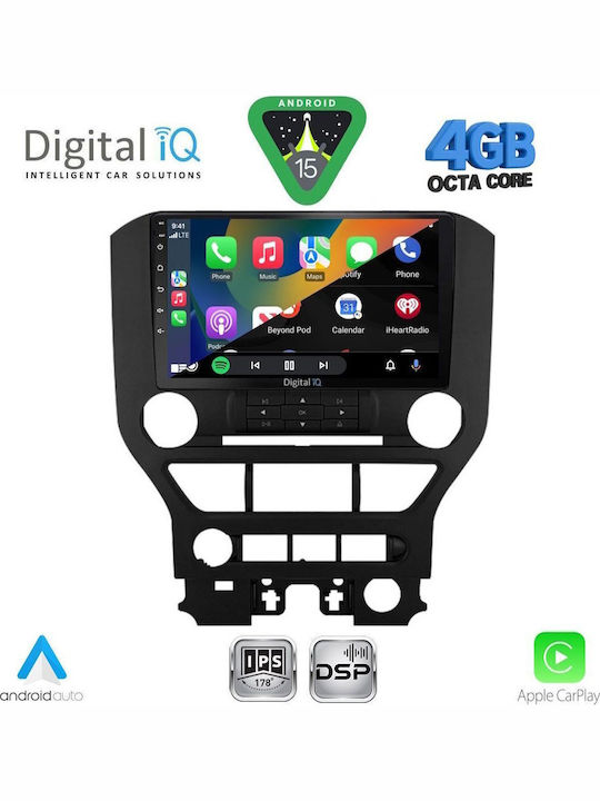 Digital IQ Car Audio System for Ford Mustang 2015-2020 (Bluetooth/USB/WiFi/GPS/Apple CarPlay/Android Auto) with 9" Touch Screen