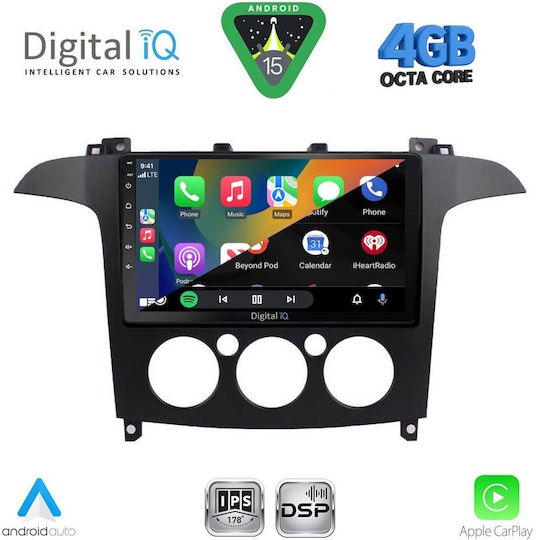 Digital IQ Ηχοσύστημα Αυτοκινήτου για Ford S-Max 2006-2014 με A/C (Bluetooth/USB/WiFi/GPS/Apple-Carplay/Android-Auto) με Οθόνη Αφής 9"