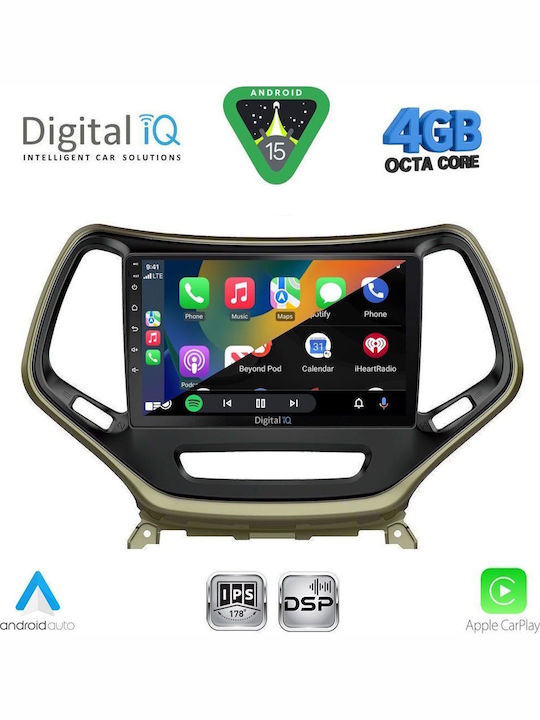 Digital IQ Car Audio System for Jeep Cherokee 2014 Bluetooth USB WiFi GPS Apple CarPlay Android Auto with 10" Touch Screen