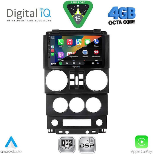 Digital IQ Car Audio System for Jeep Wrangler 2006-2011 Bluetooth USB WiFi GPS Apple CarPlay Android Auto with 9" Touch Screen