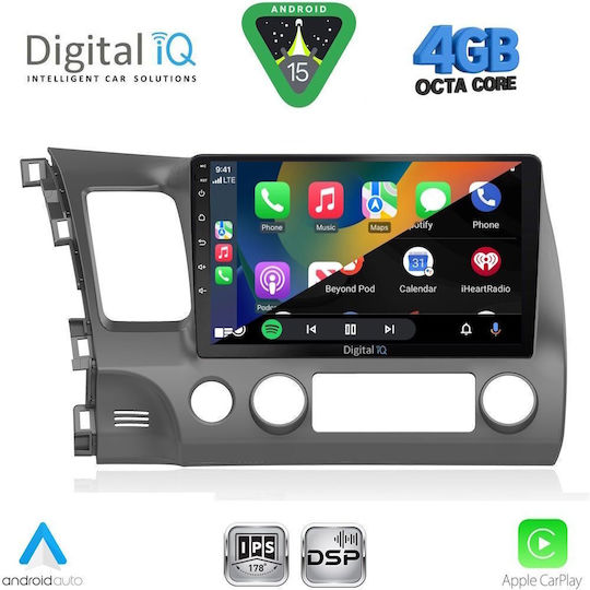 Digital IQ Car Audio System for Honda Civic 2006-2012 Bluetooth USB WiFi GPS Apple CarPlay Android Auto with 10" Touch Screen