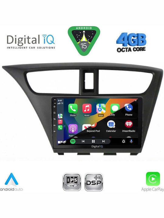 Digital IQ Car Audio System for Honda Civic 2012-2016 Bluetooth USB WiFi GPS Apple CarPlay Android Auto with 9" Touch Screen