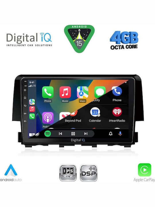 Digital IQ Car Audio System for Honda Civic 2012-2016 Bluetooth USB WiFi GPS Apple CarPlay Android Auto with 9" Touch Screen