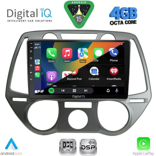Digital IQ Car Audio System for Hyundai i20 2008-2012 with A/C Bluetooth USB WiFi GPS Apple CarPlay Android Auto with 9" Touch Screen