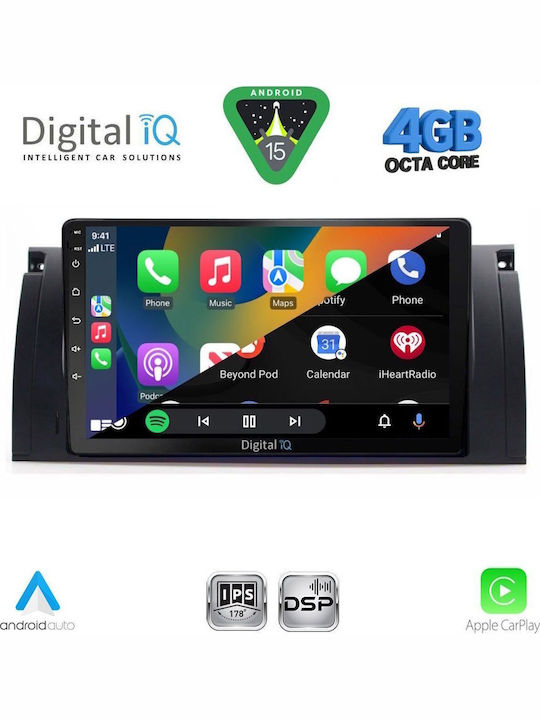 Digital IQ Car Audio System for BMW Series 1 2004-2013 with A/C Bluetooth USB WiFi GPS Apple CarPlay Android Auto with 9" Touch Screen
