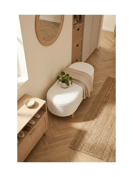 Fabric Upholstered Bench Stool White