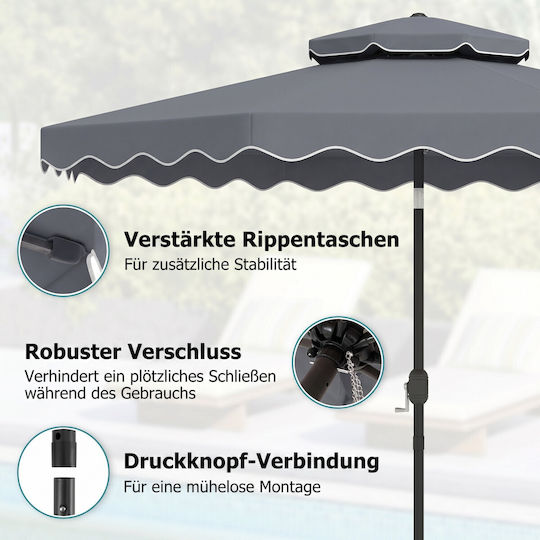Professional Floor Parasol Metal Gray with Base 3x3m NP13311GR
