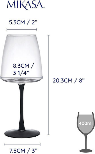 Mikasa Set Pahare Vin Alb Pahare Cu Picior Cristaline Albe 400ml 4 Bucăți