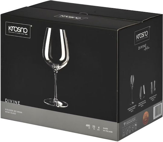 Krosno Set Glasses from Crystal in Red Colour Goblet 670ml