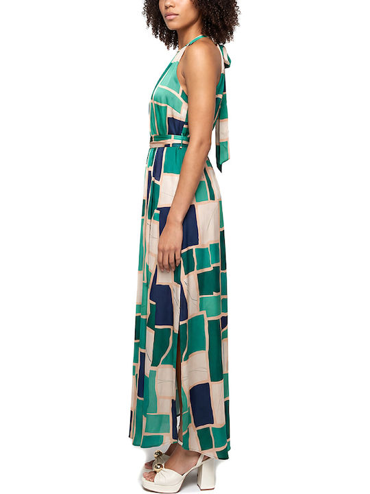 Moutaki Satin Damenkleid Abend Grün Moutaki Satin Damenkleid Abend Grün