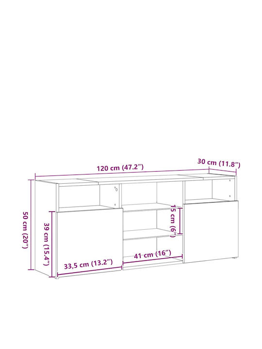 TV Stand with LED Lighting Black L120xW30xH50cm