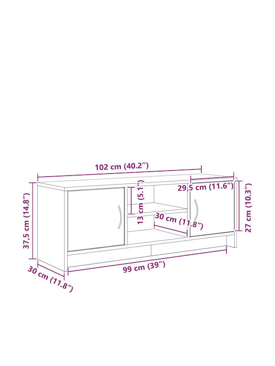TV Stand Black M102xD30xH37.5cm
