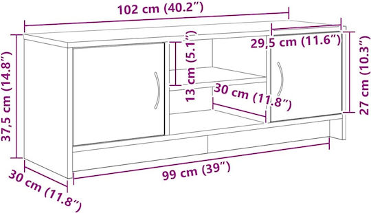 TV-Ständer Schwarz M102xP30xH37.5cm