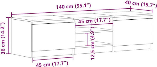 Dulap TV Negru 140x40x36cm