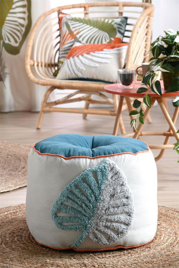 Pouf Bolster Tropical Leaves 40x40x30cm