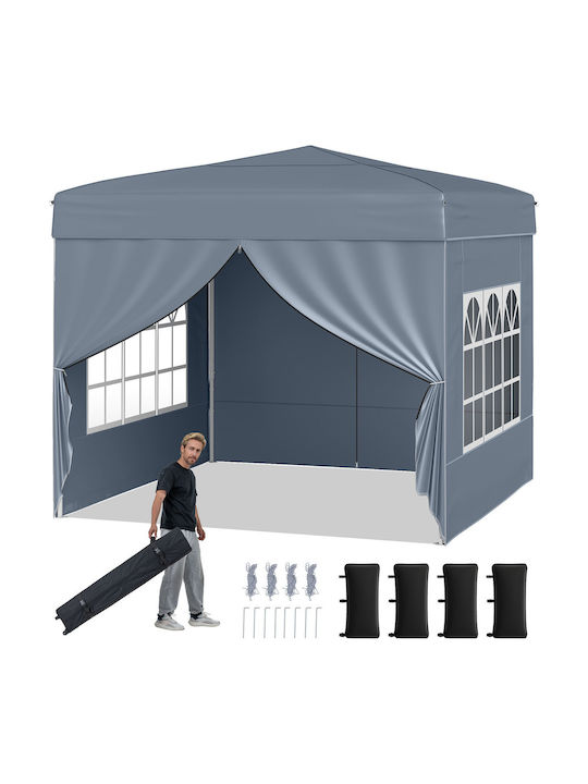 Costway Garten Gazebo mit LEDs Grau 3x3m