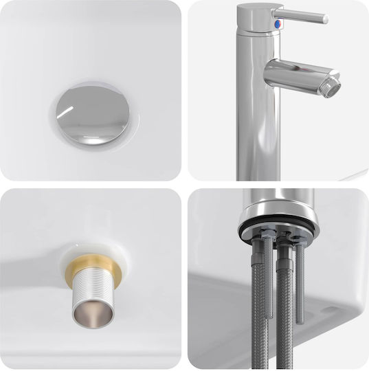 vidaXL Επικαθήμενος Νιπτήρας Πορσελάνης 40.5x30.5x13cm Χρωμέ vidaXL Επικαθήμενος Νιπτήρας Πορσελάνης 40.5x30.5x13cm Χρωμέ