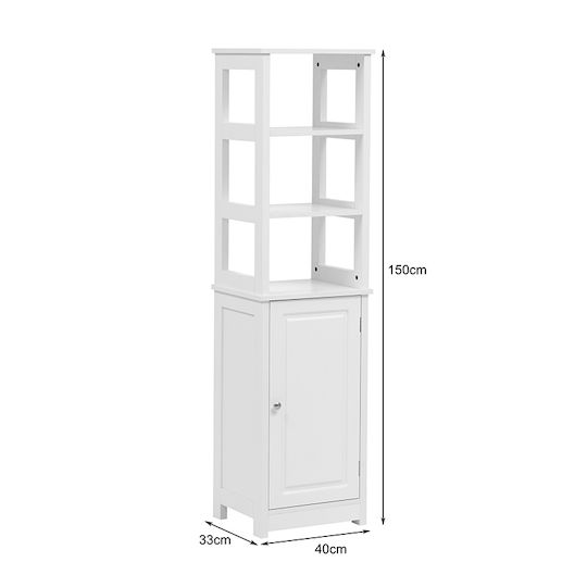Pakketo Larben Floor Bathroom Column Cabinet W40xD33xH150cm White