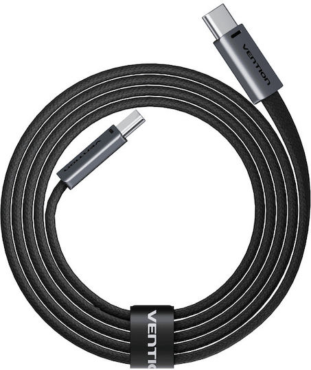 Vention Flat Braided USB 2.0 Cable USB-C Male - USB-C 60W PD Black 1m TRZBF